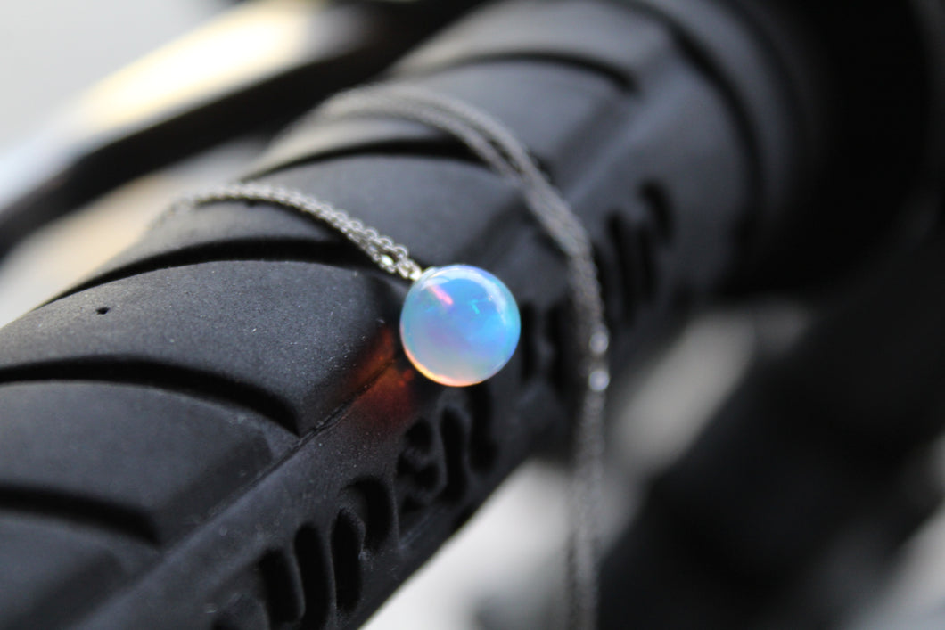 Silver Sea Opal Necklace