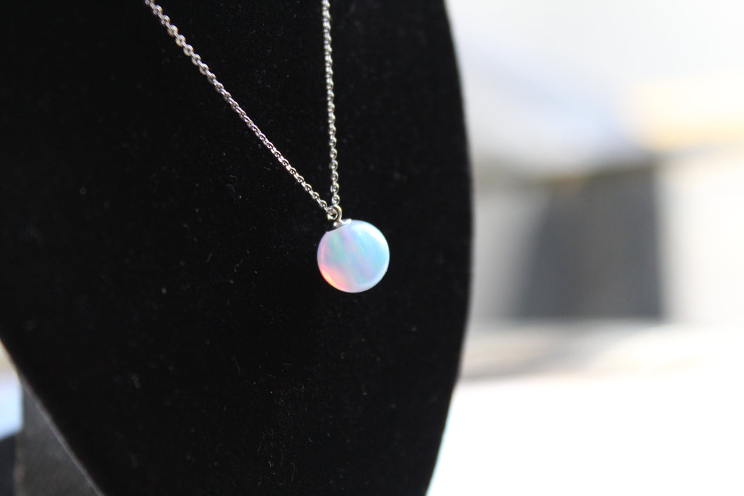 Silver Sun Opal Necklace