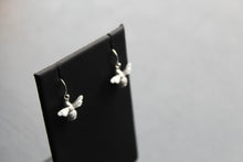 Load image into Gallery viewer, Textured Silver Bumble Bee Drop Earrings
