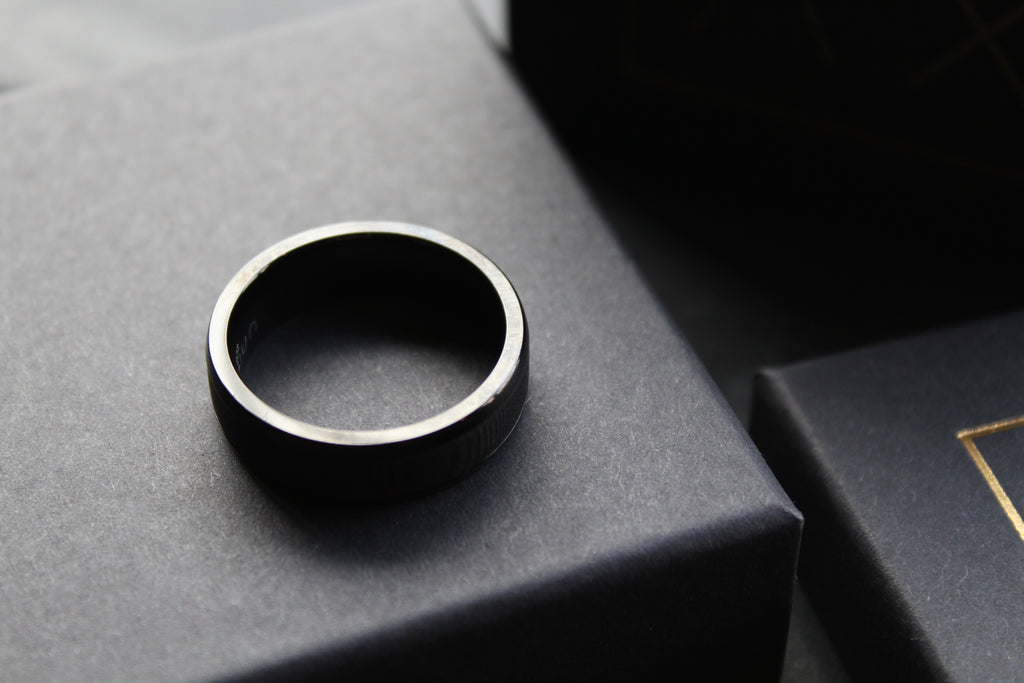 Steel Ring with Carbon Fibre and Black IP Plate