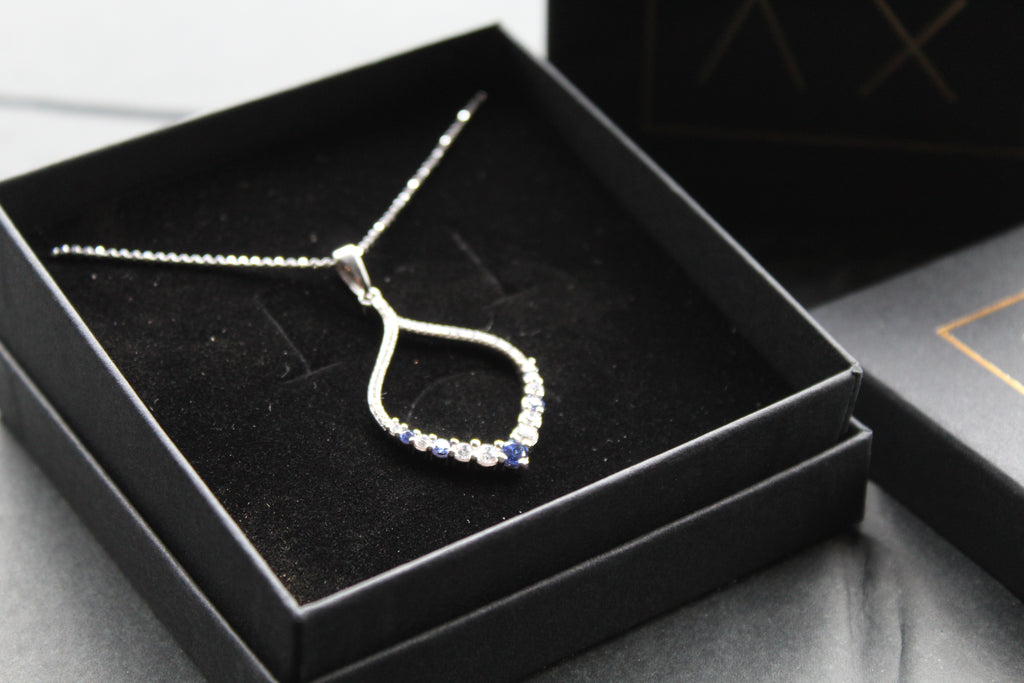 Tanzanite CZ Loop Pendant 16" Chain