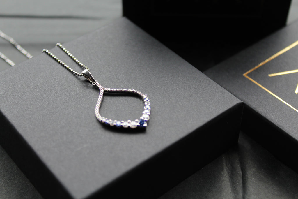 Tanzanite CZ Loop Pendant 16" Chain