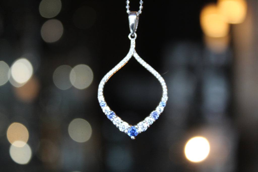 Tanzanite CZ Loop Pendant 16" Chain
