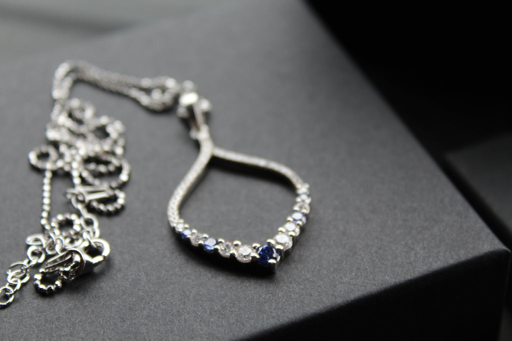 Tanzanite CZ Loop Pendant 16" Chain