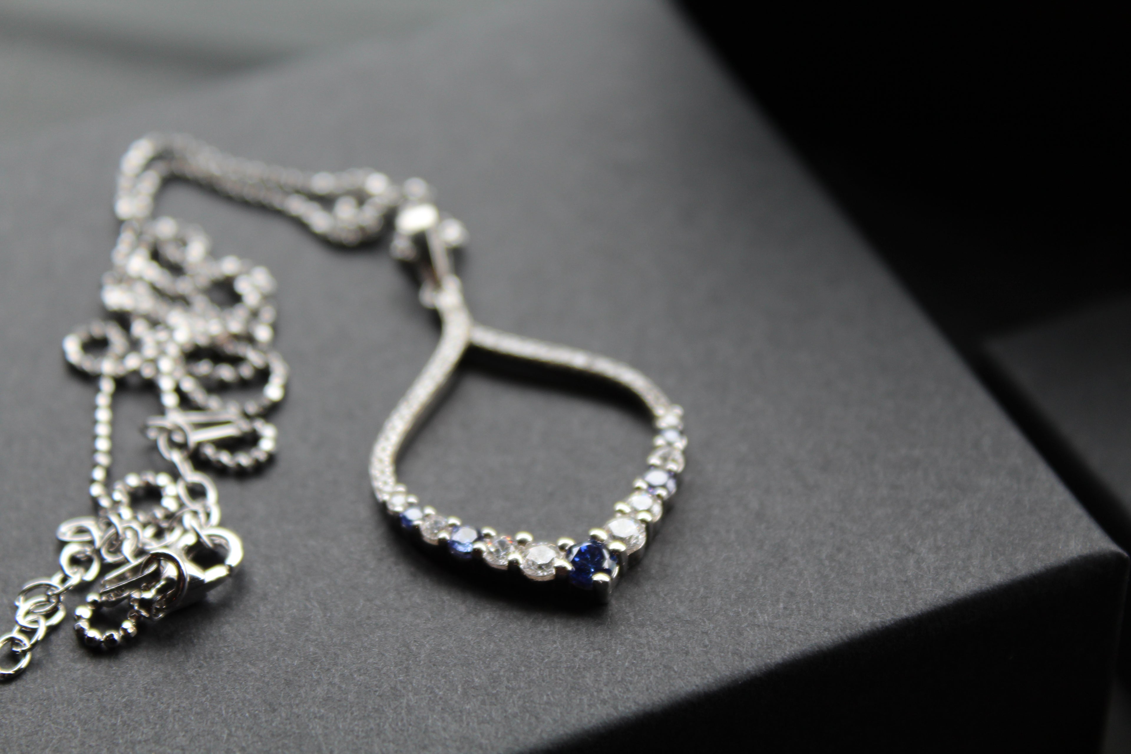 Tanzanite CZ Loop Pendant 16" Chain