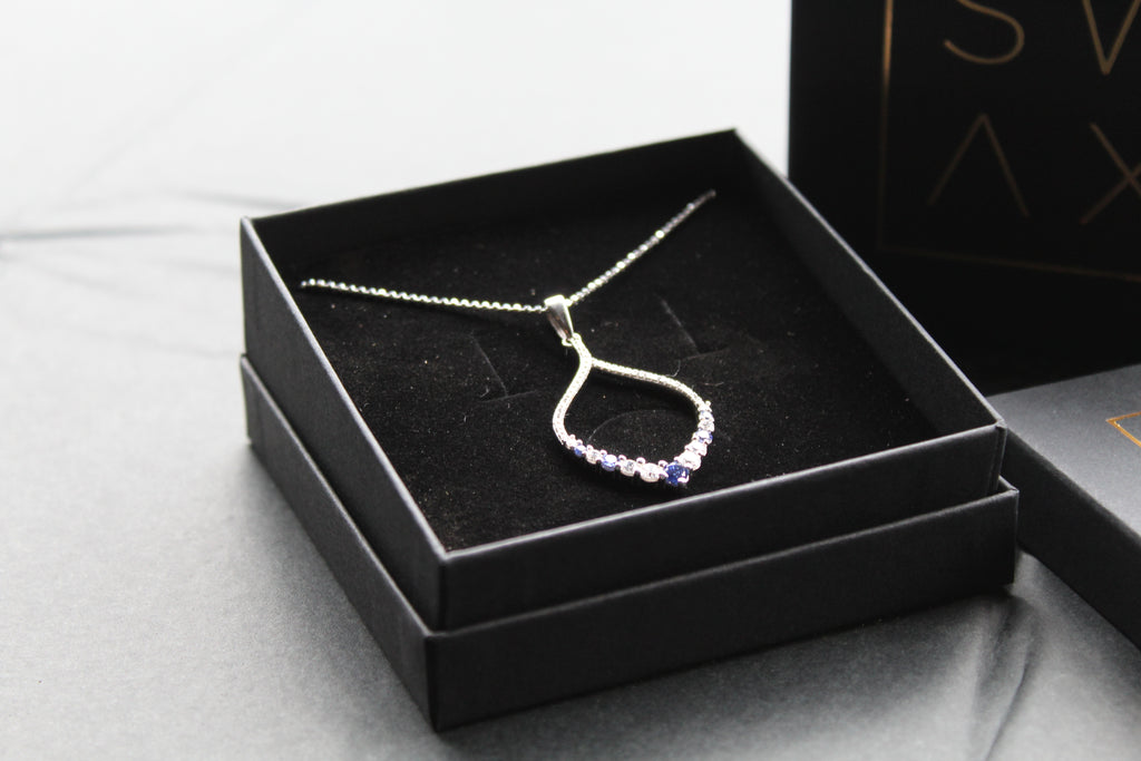 Tanzanite CZ Loop Pendant 16" Chain