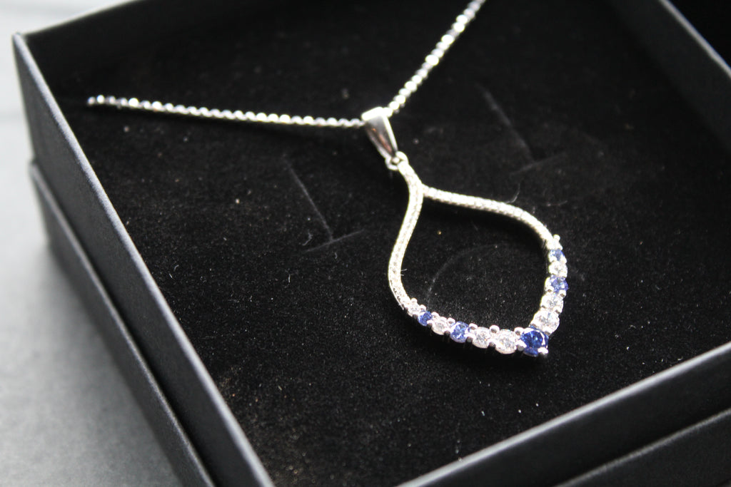 Tanzanite CZ Loop Pendant 16" Chain