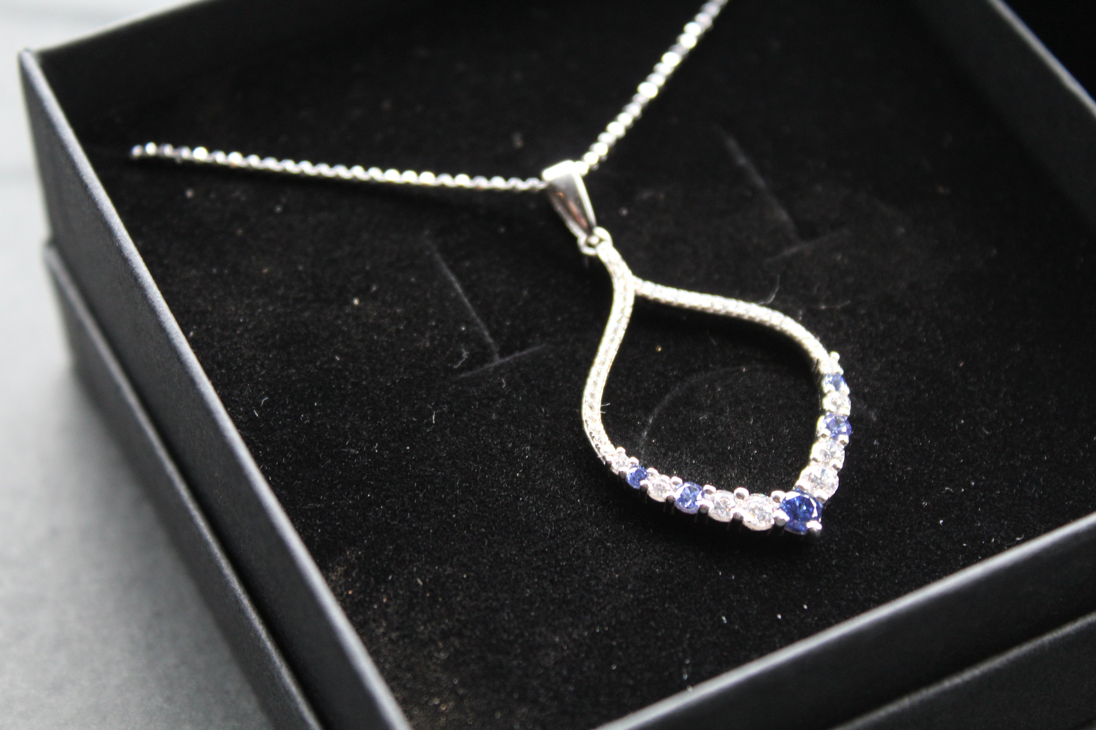 Tanzanite CZ Loop Pendant 16" Chain