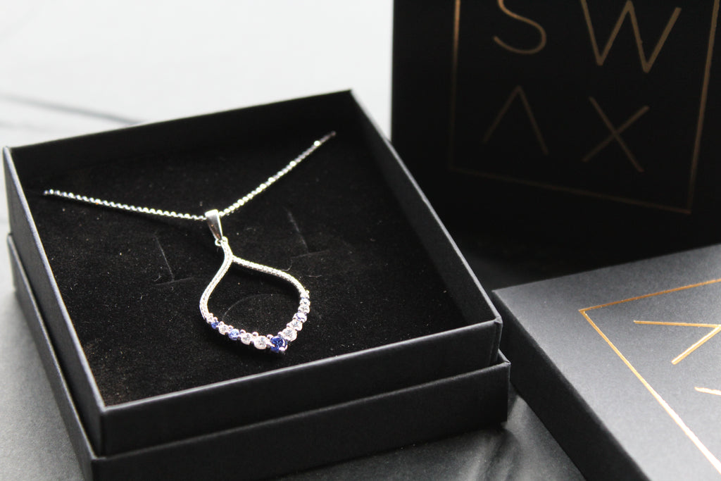 Tanzanite CZ Loop Pendant 16" Chain