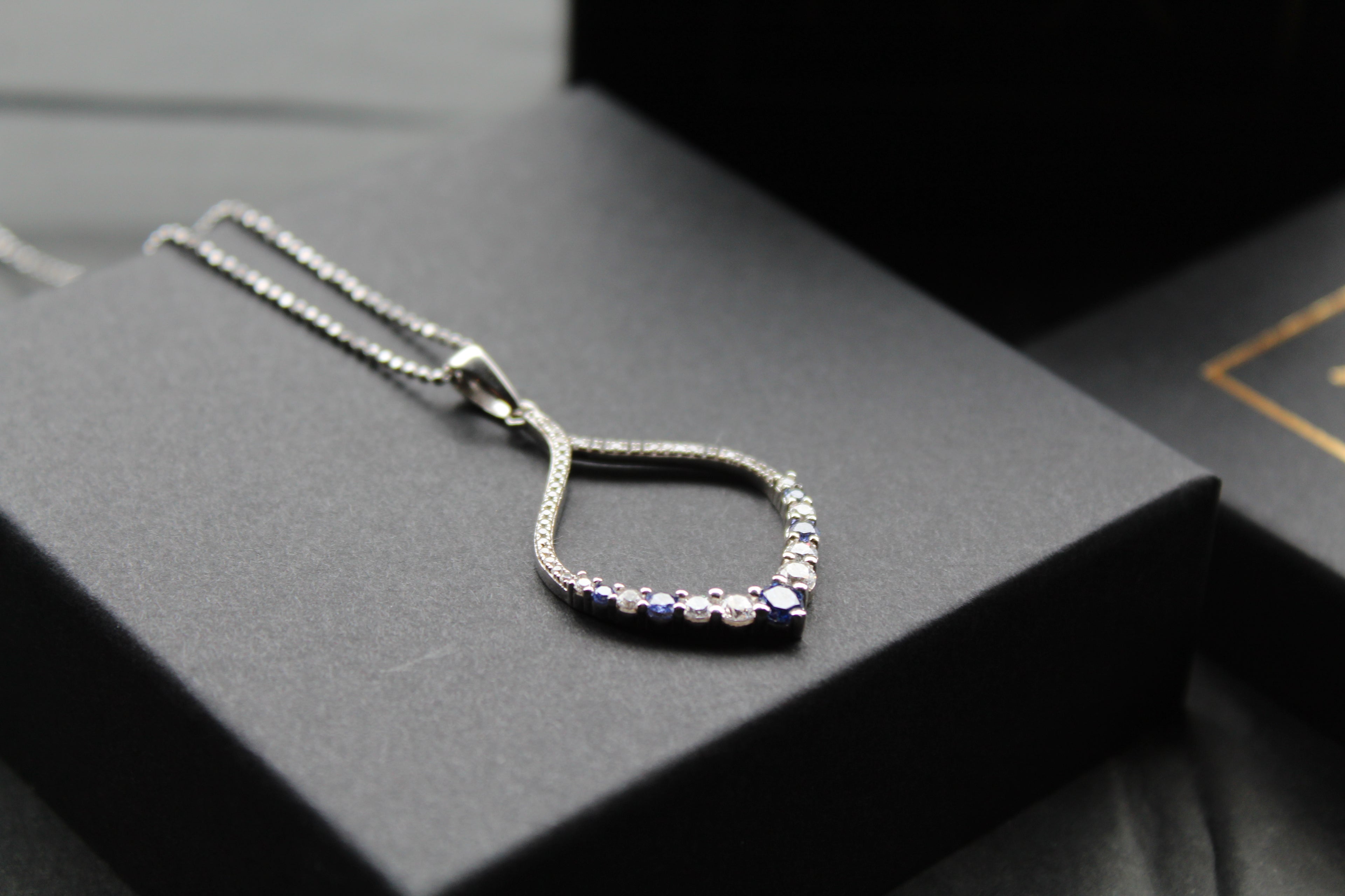 Tanzanite CZ Loop Pendant 16" Chain