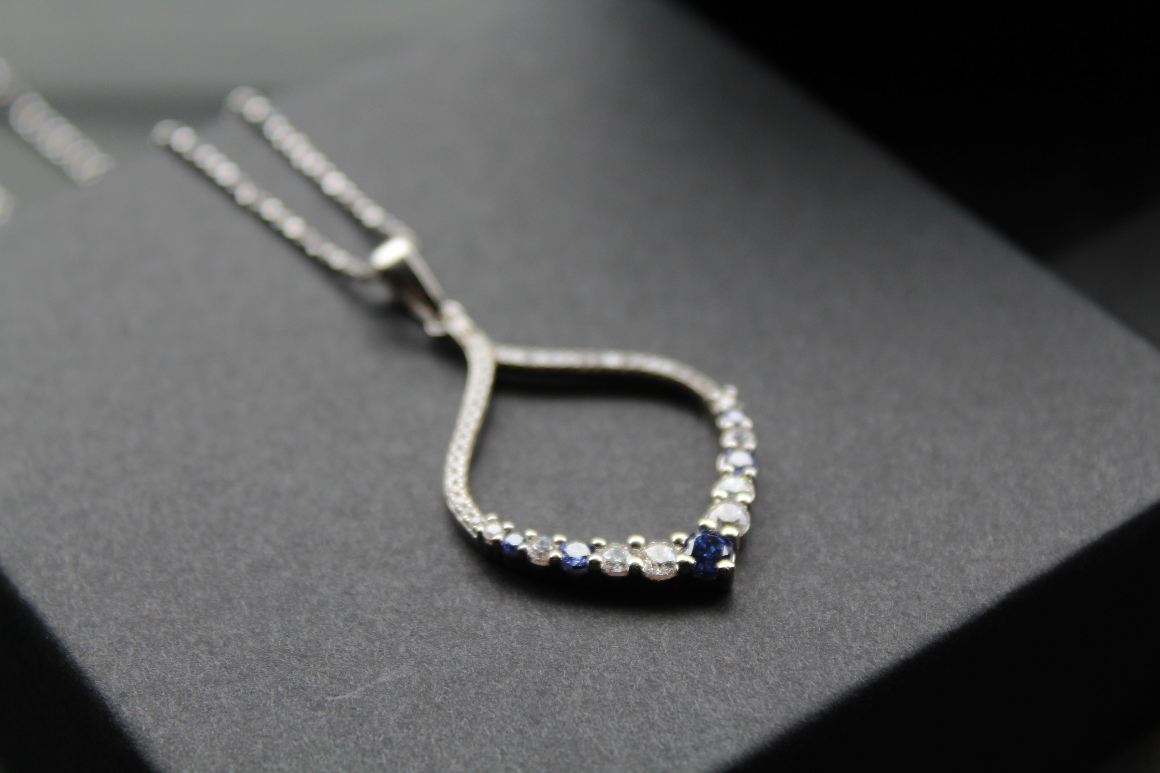 Tanzanite CZ Loop Pendant 16" Chain