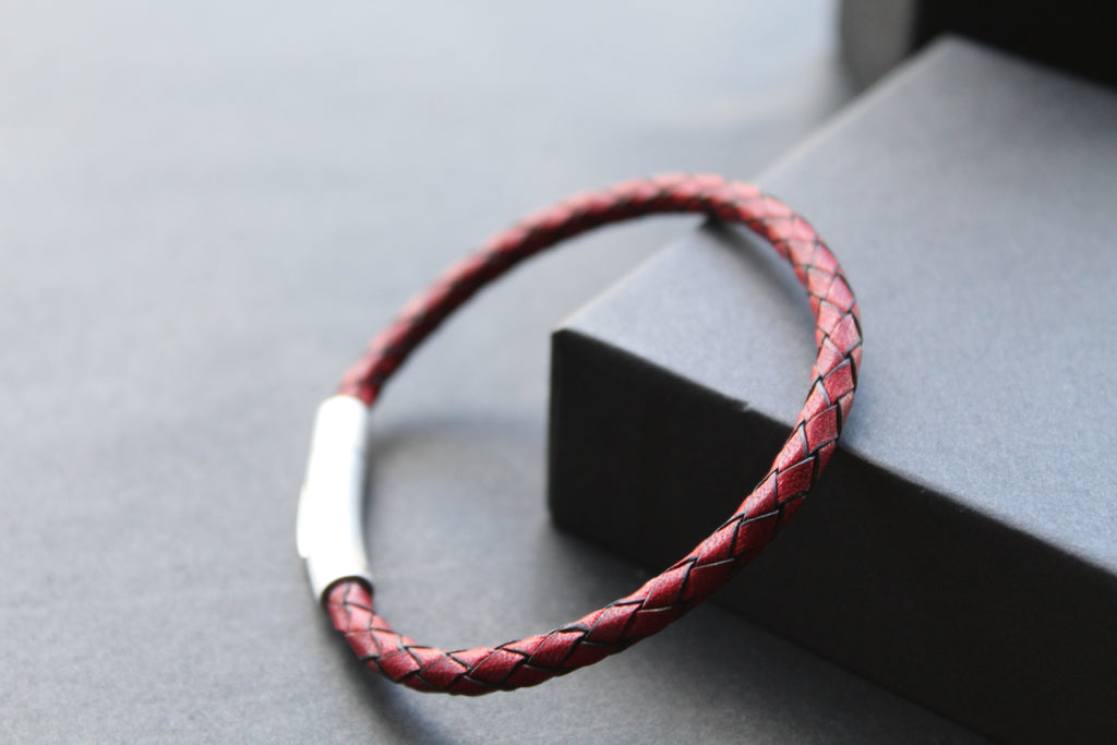 Thin Single Plait Leather Bracelets