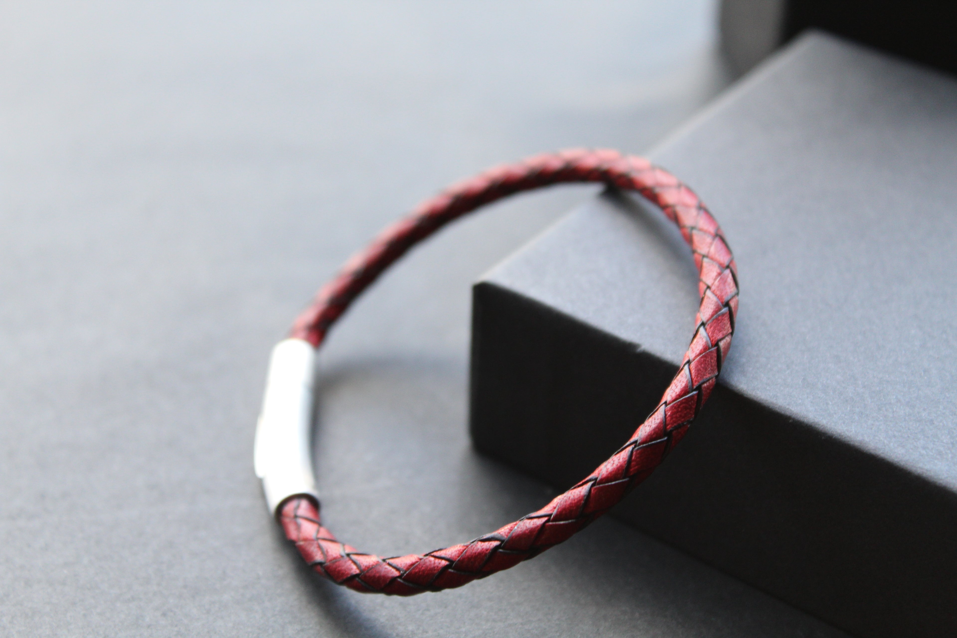 Thin Single Plait Leather Bracelets