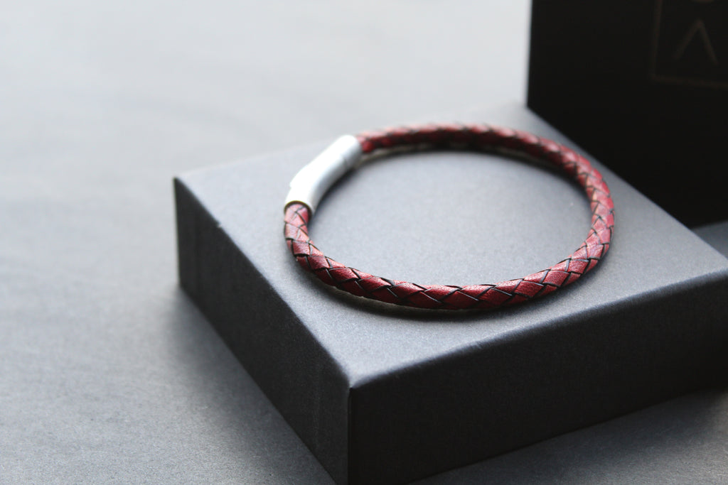 Thin Single Plait Leather Bracelets