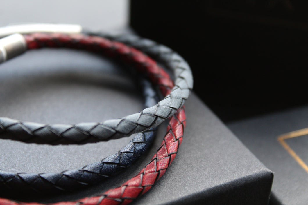 Thin Single Plait Leather Bracelets