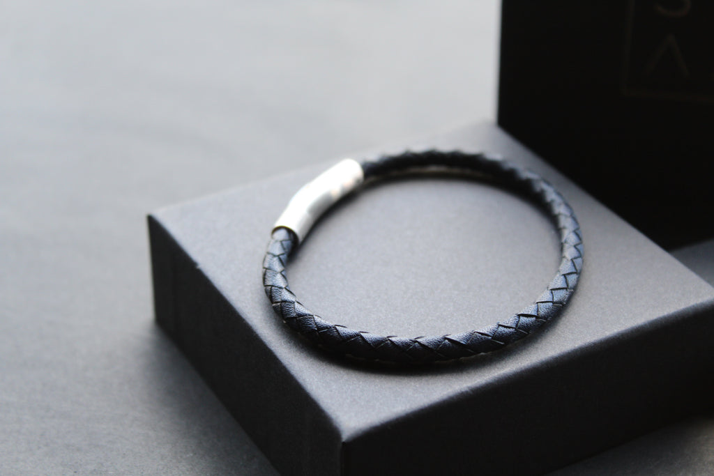 Thin Single Plait Leather Bracelets