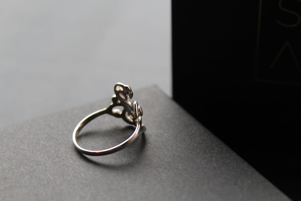 Three Stone Ring with Amethyst Blue Topaz and Iolite