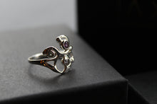 Load image into Gallery viewer, Three Stone Ring with Amethyst Blue Topaz and Iolite
