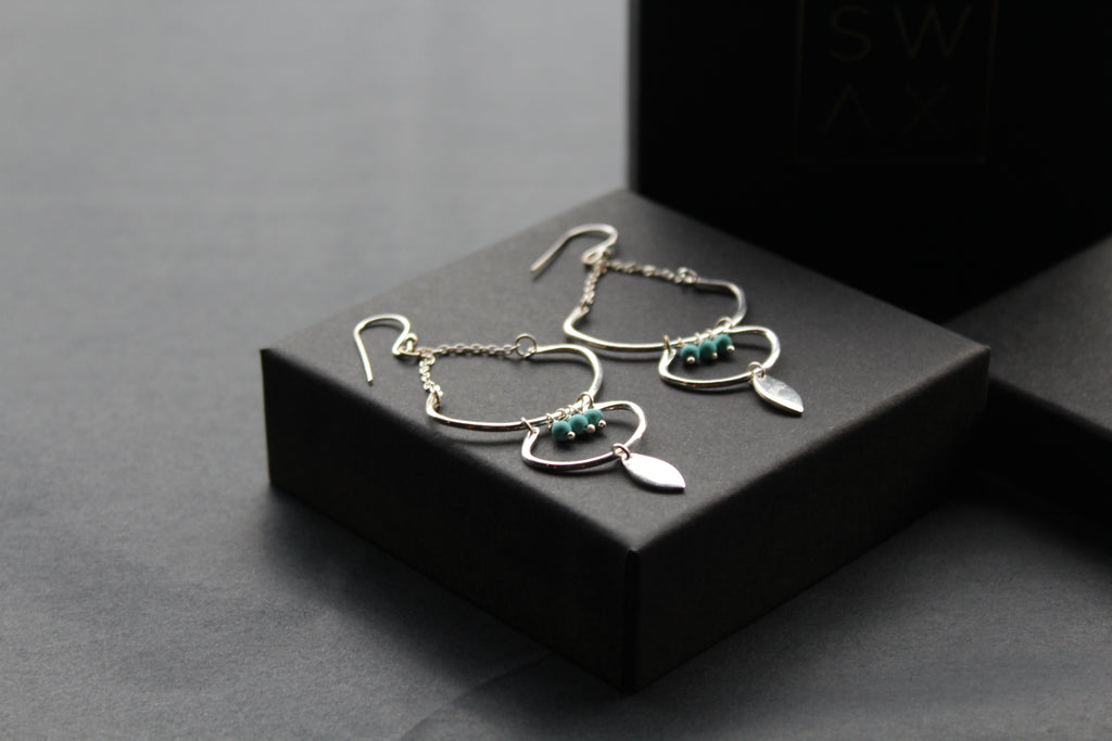 Three Tier Earrings with Turquoise Beads