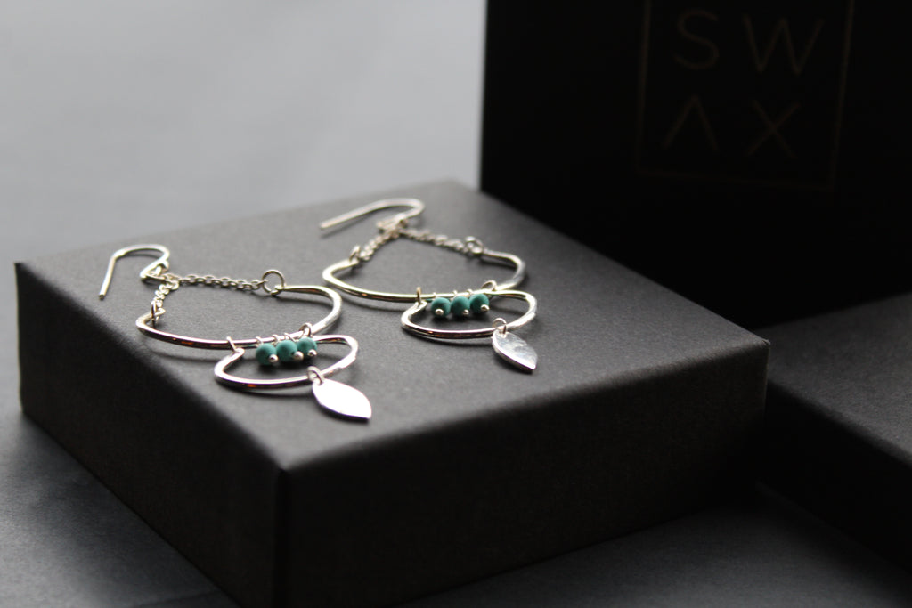 Three Tier Earrings with Turquoise Beads