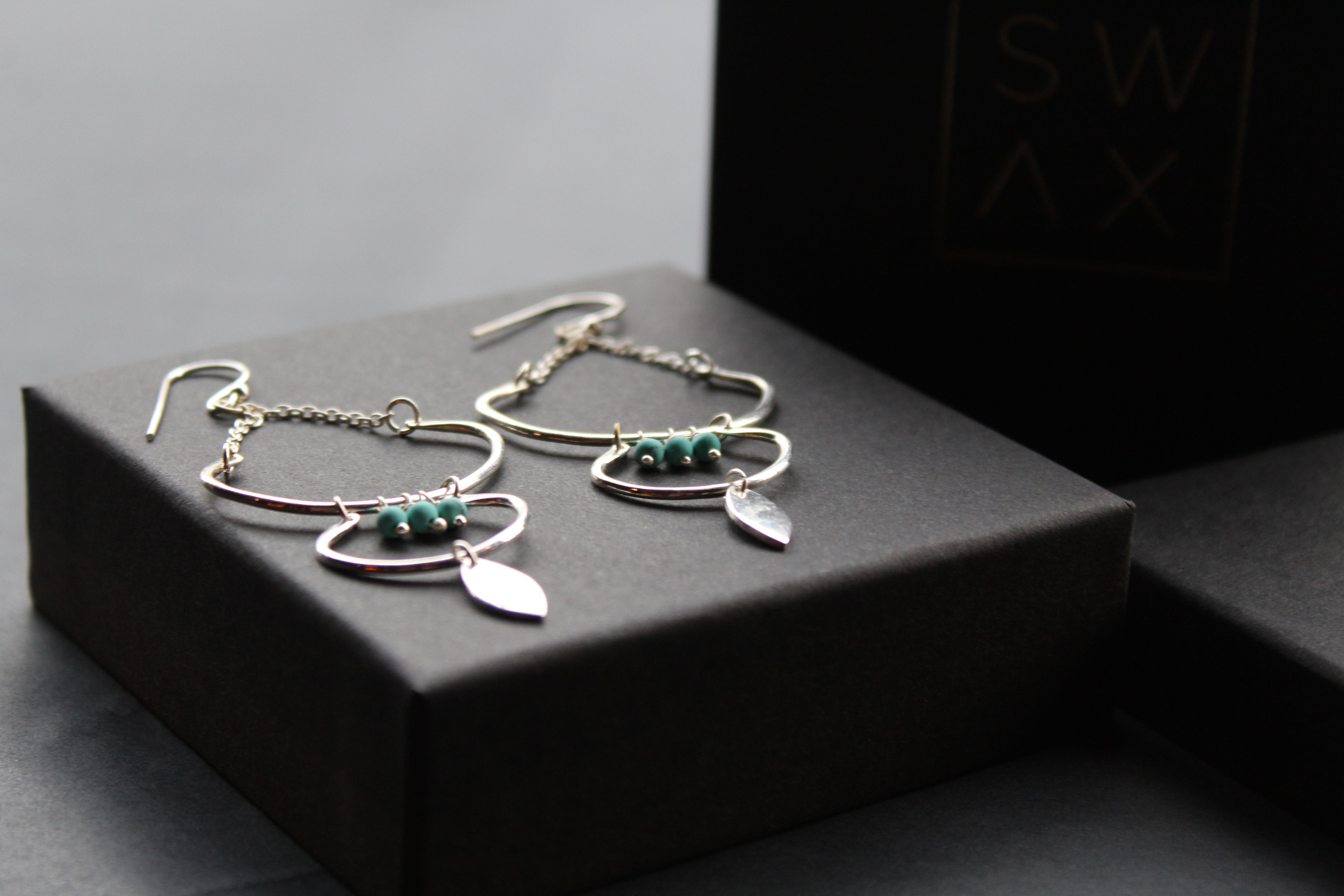 Three Tier Earrings with Turquoise Beads