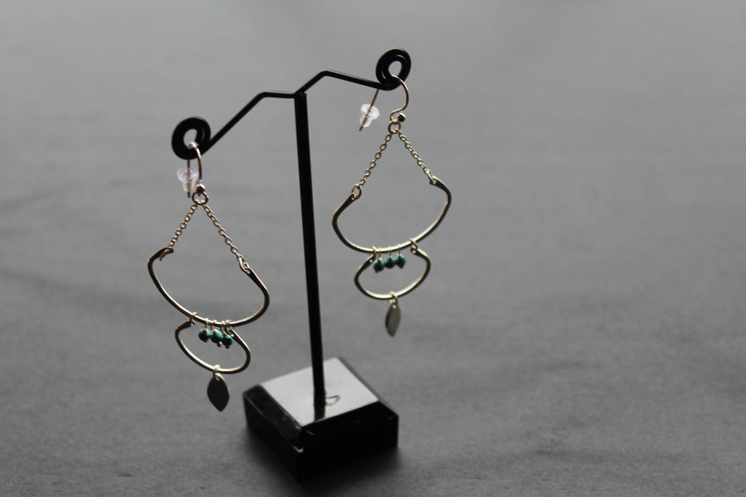 Three Tier Earrings with Turquoise Beads