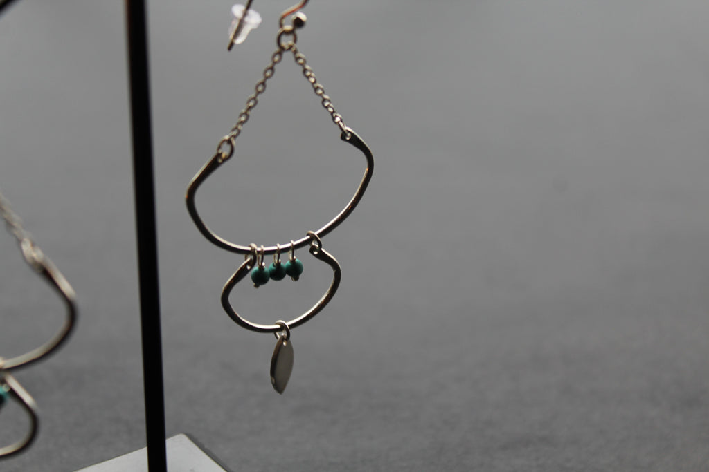 Three Tier Earrings with Turquoise Beads