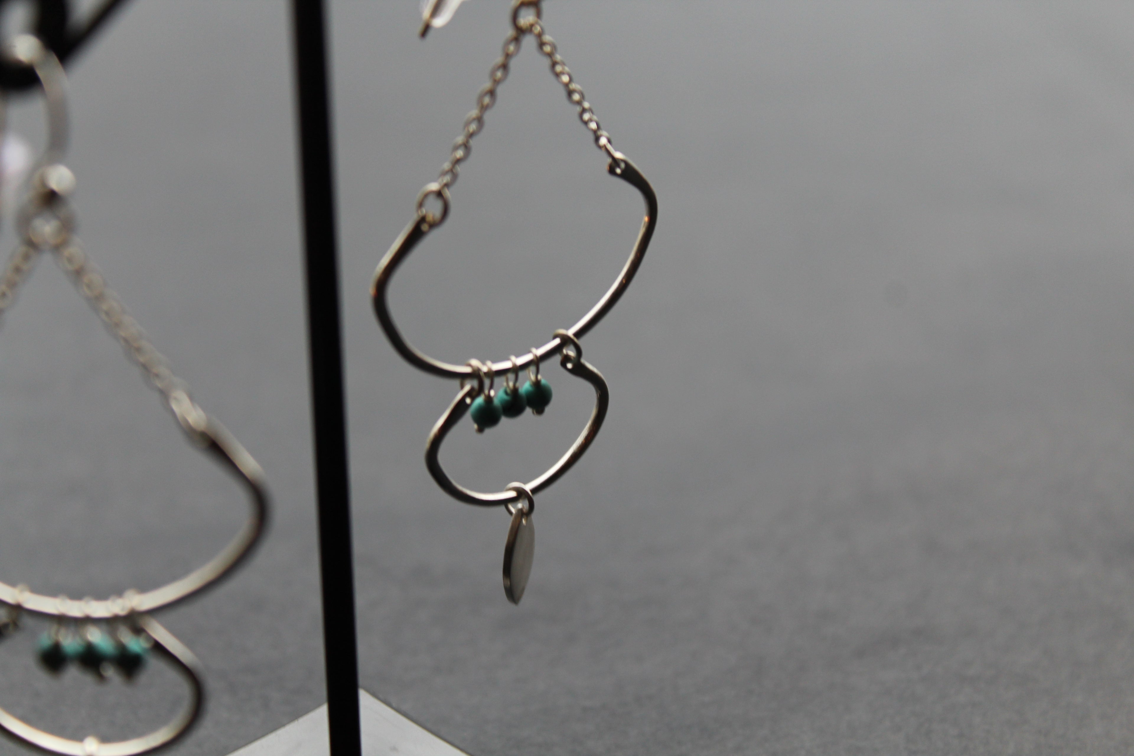 Three Tier Earrings with Turquoise Beads