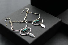 Load image into Gallery viewer, Three Tier Earrings with Turquoise Beads
