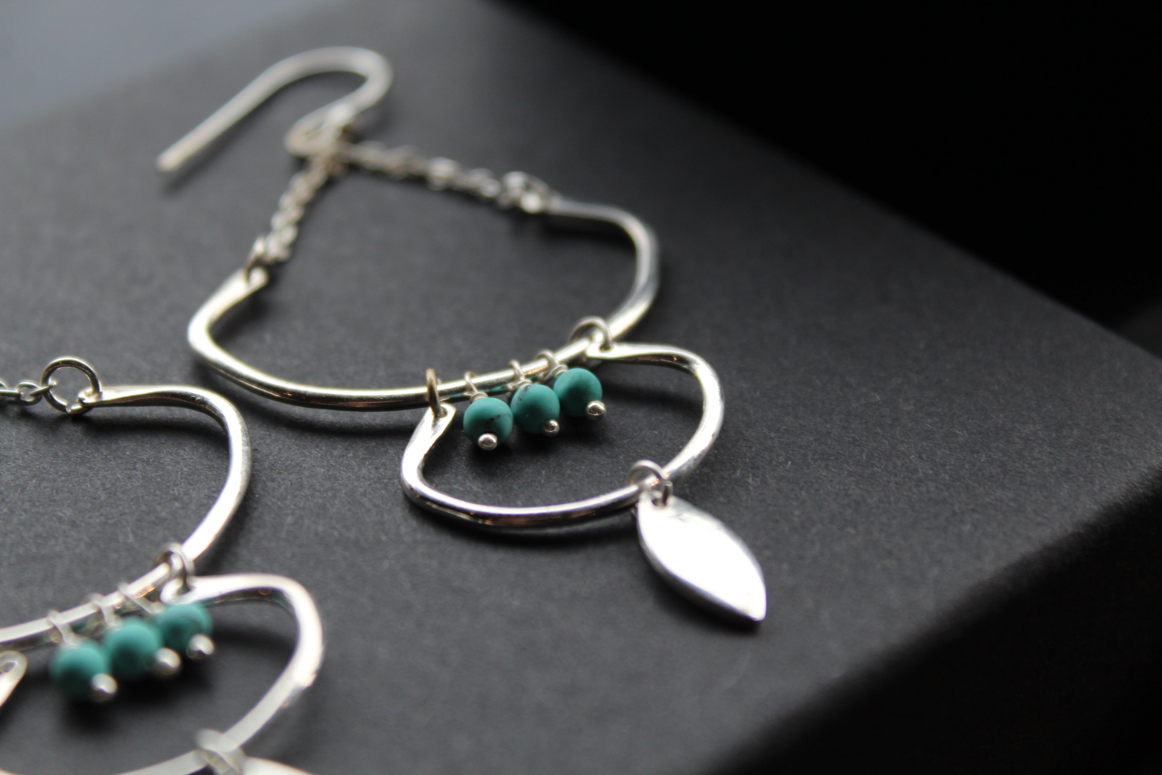 Three Tier Earrings with Turquoise Beads