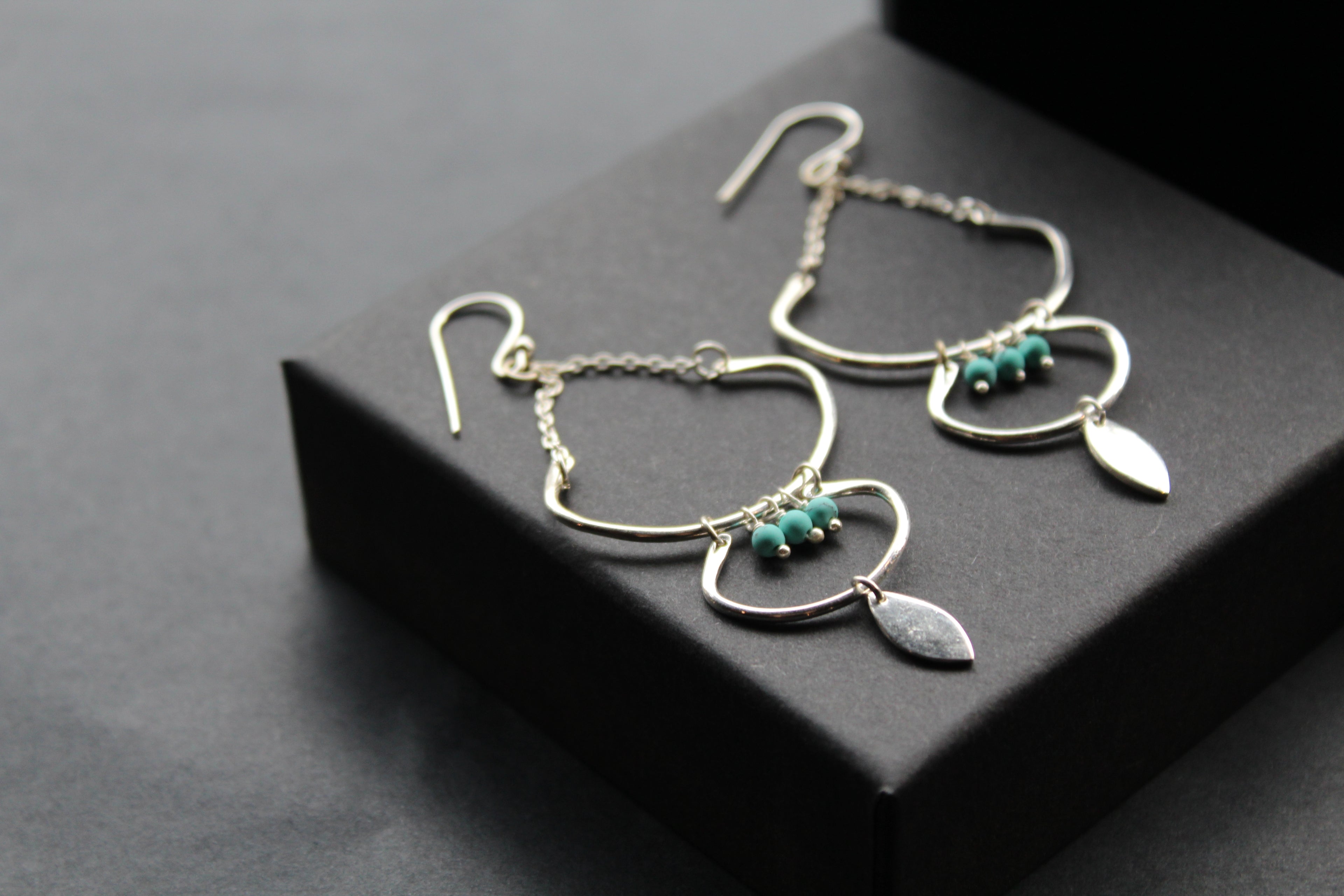 Three Tier Earrings with Turquoise Beads
