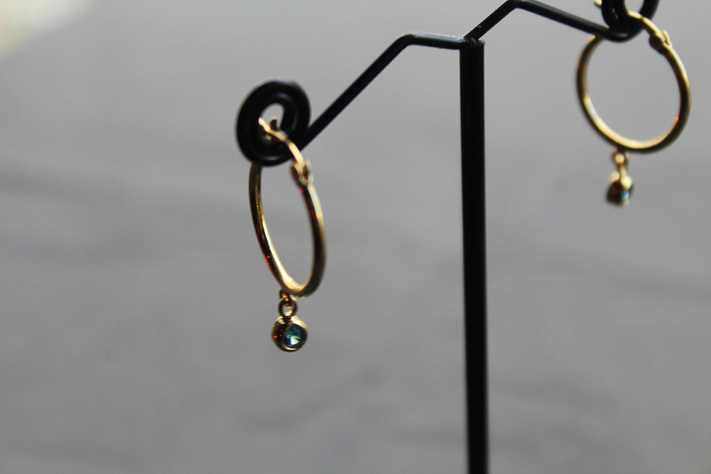 Topaz Blue Cubic Zirconia Hinged Hoops