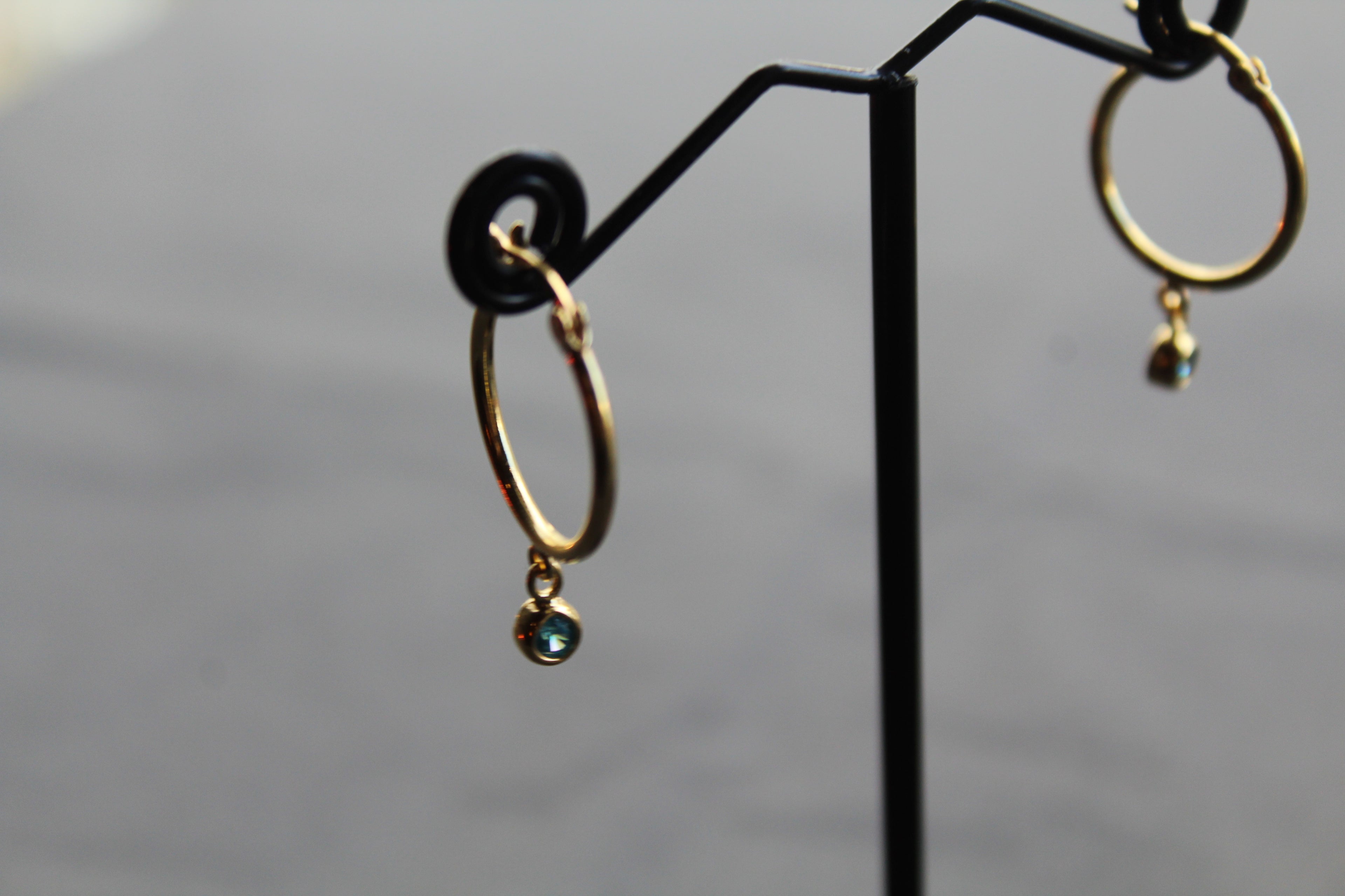 Topaz Blue Cubic Zirconia Hinged Hoops