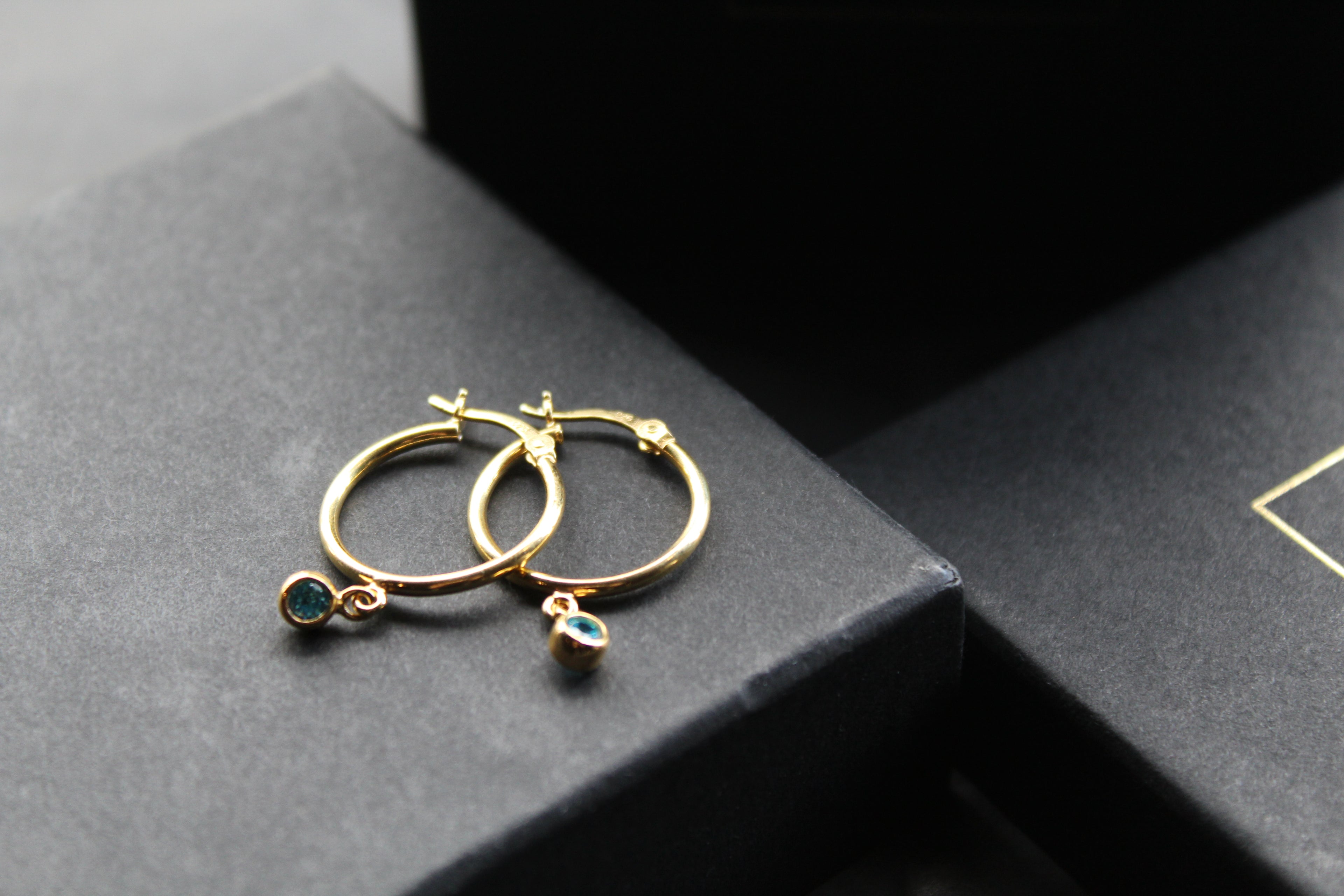 Topaz Blue Cubic Zirconia Hinged Hoops