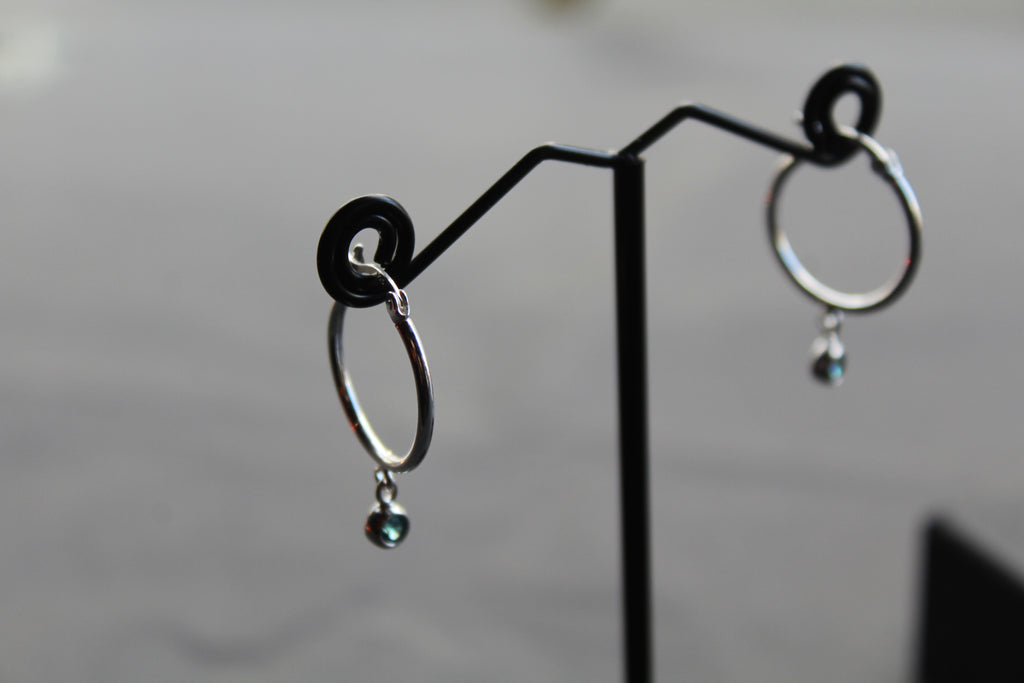 Topaz Blue Cubic Zirconia Hinged Hoops
