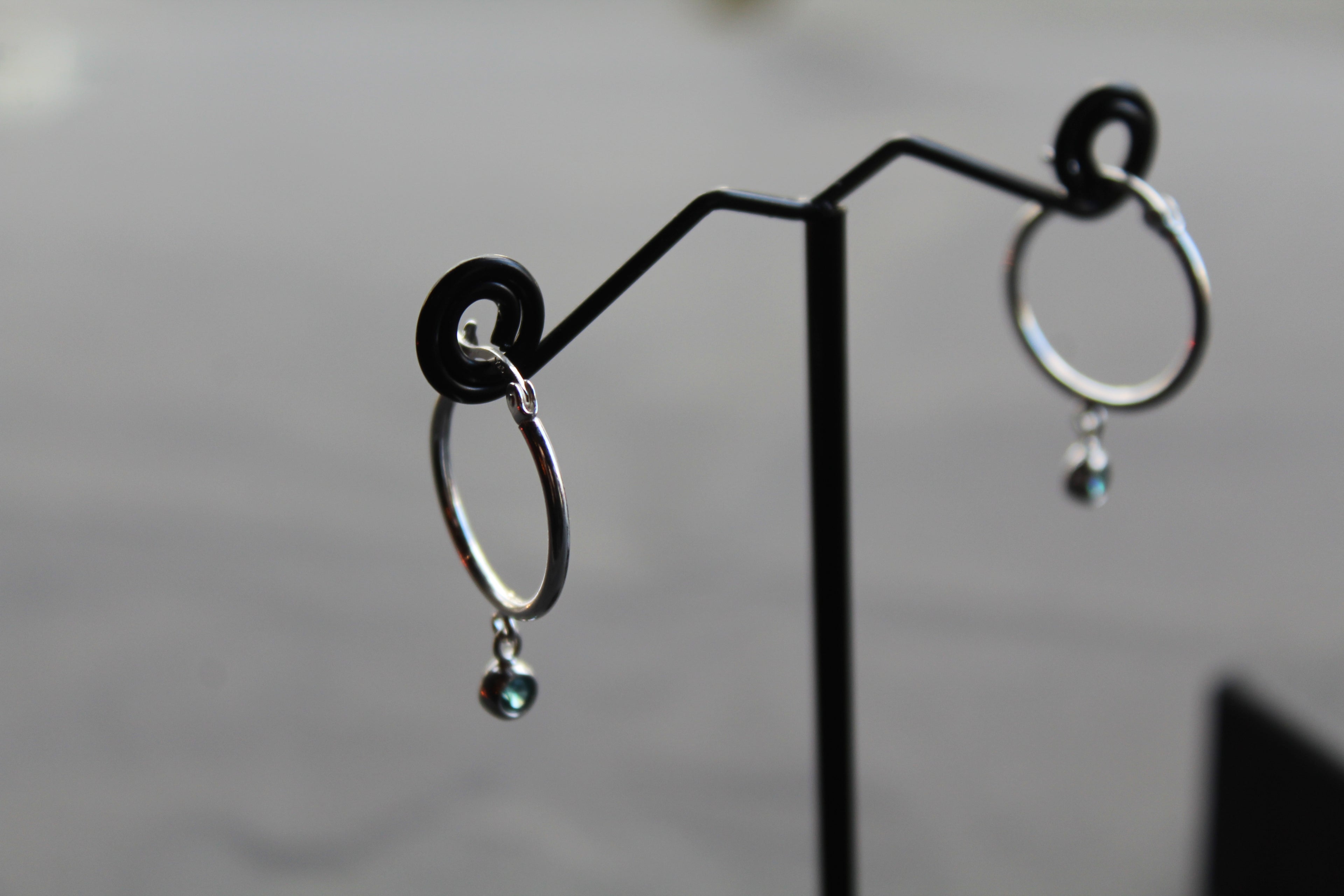 Topaz Blue Cubic Zirconia Hinged Hoops