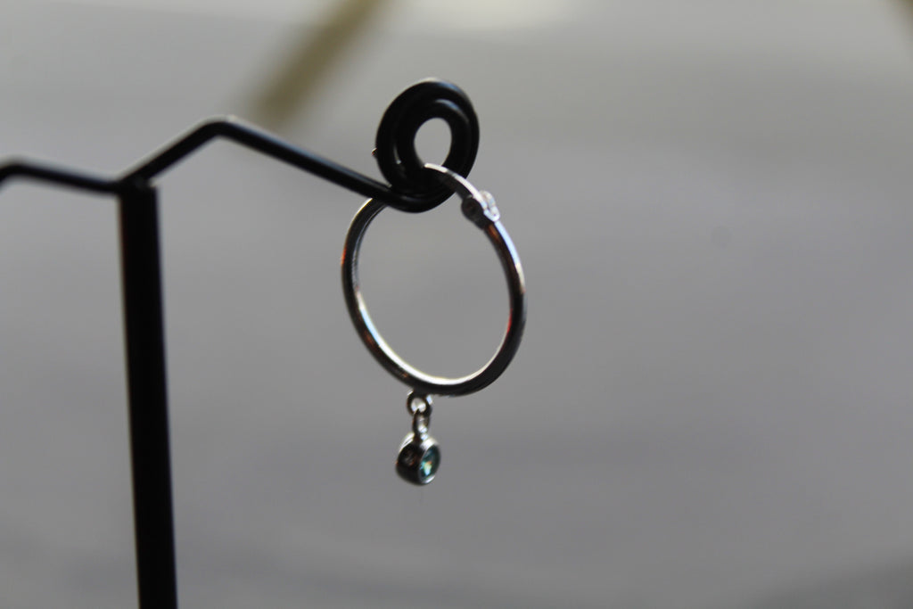 Topaz Blue Cubic Zirconia Hinged Hoops