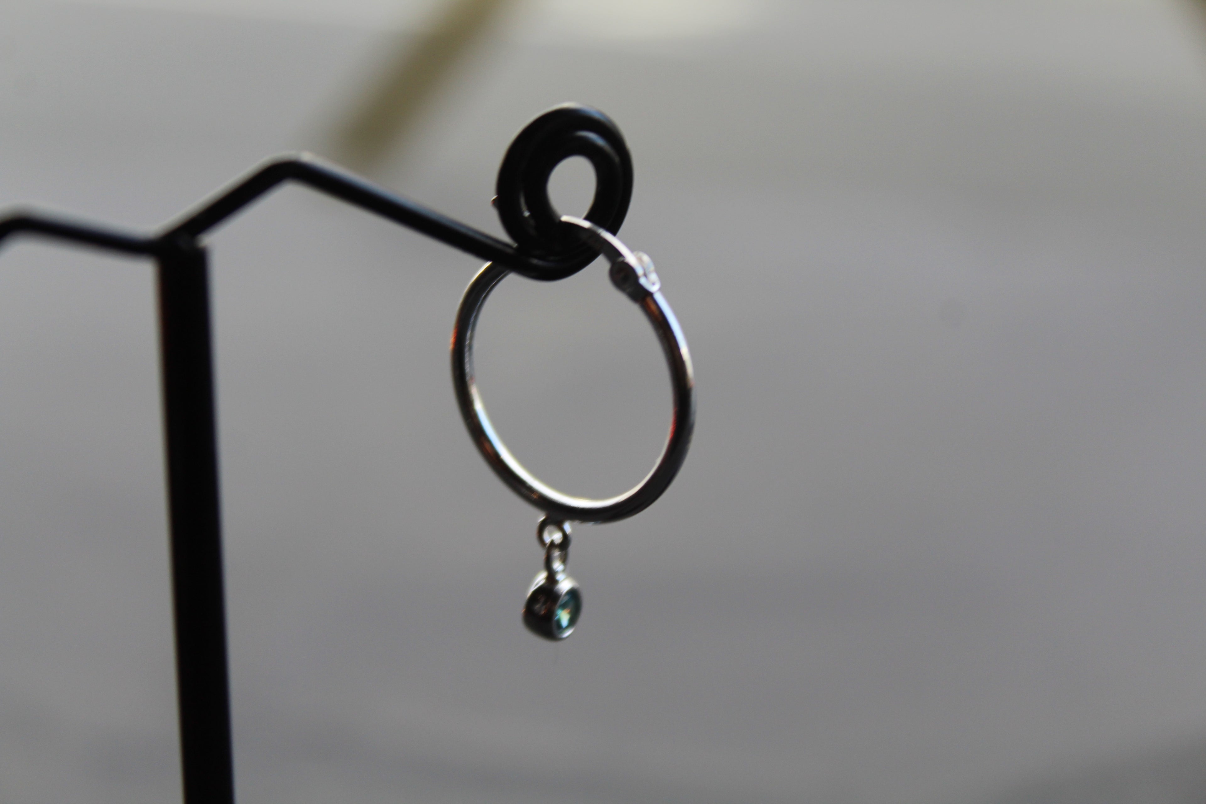 Topaz Blue Cubic Zirconia Hinged Hoops