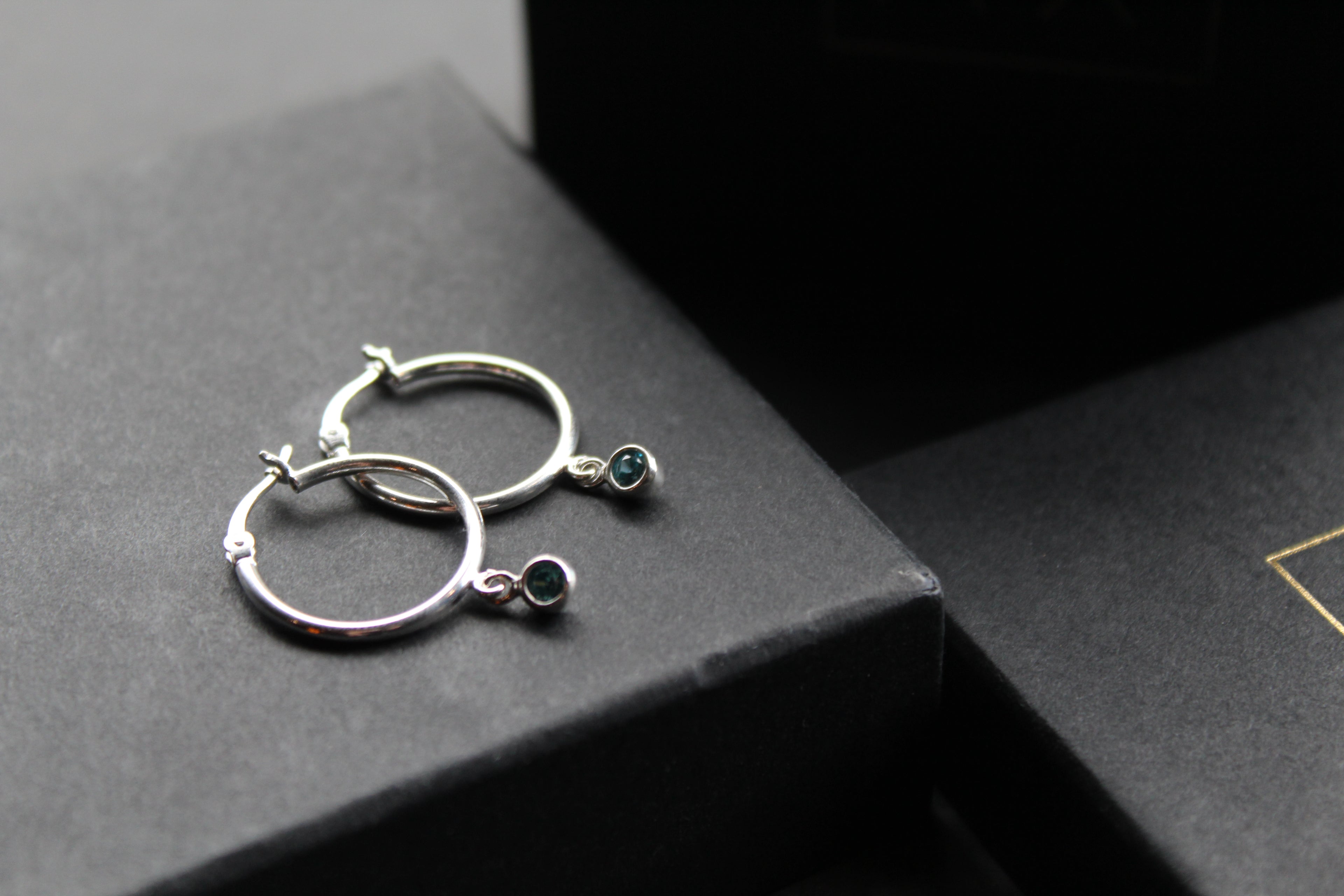 Topaz Blue Cubic Zirconia Hinged Hoops