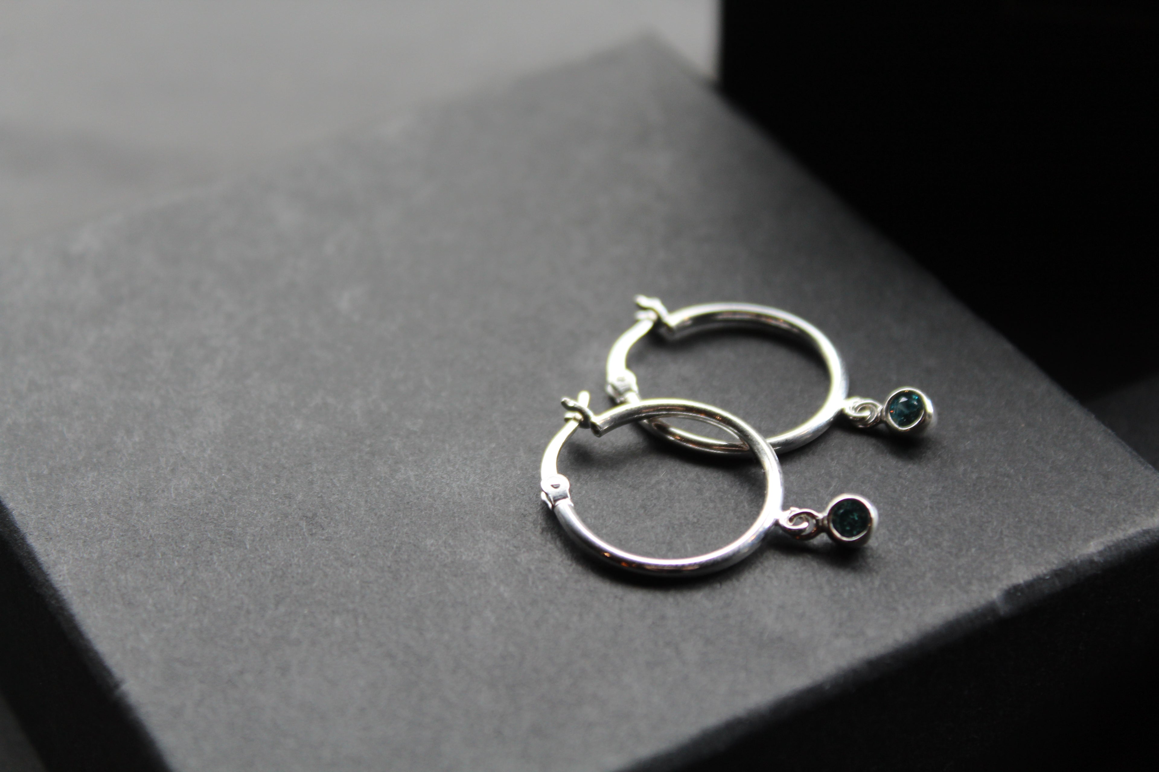 Topaz Blue Cubic Zirconia Hinged Hoops