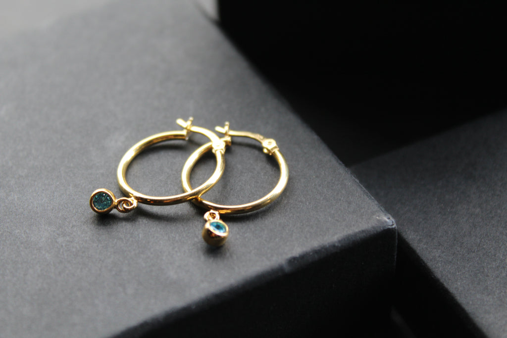 Topaz Blue Cubic Zirconia Hinged Hoops