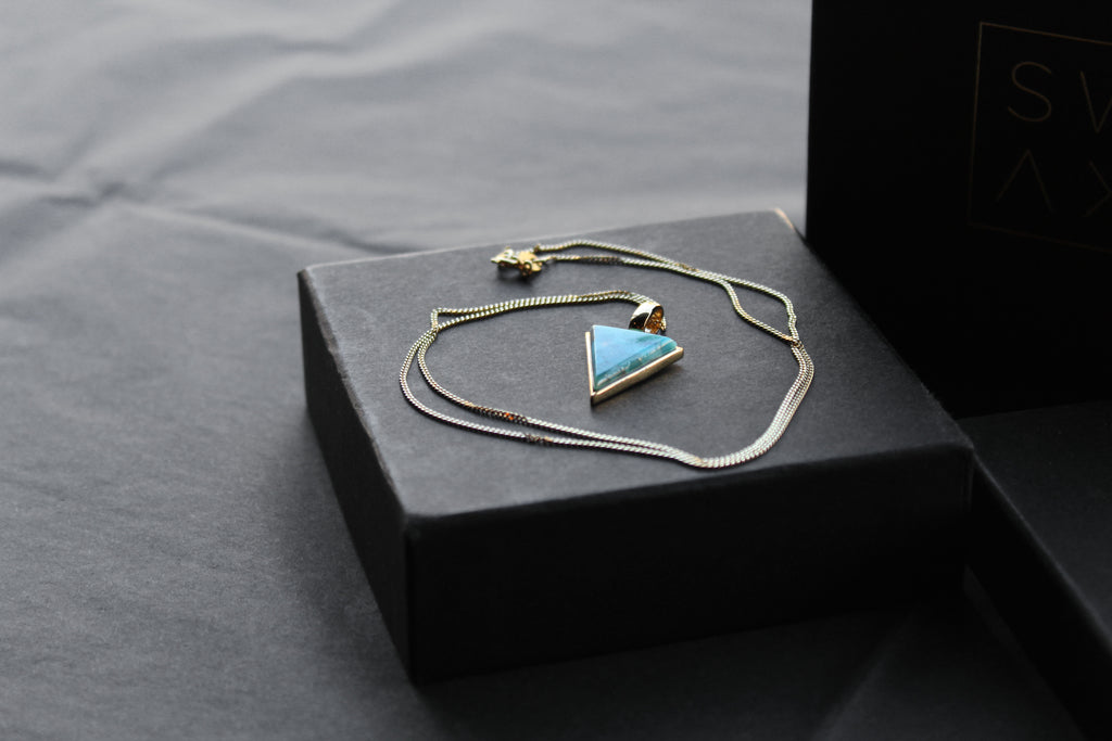 Triangle Turquoise Pendant and Chain