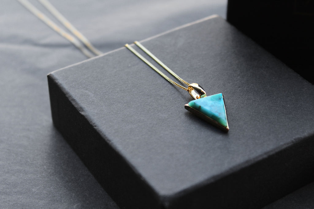 Triangle Turquoise Pendant and Chain