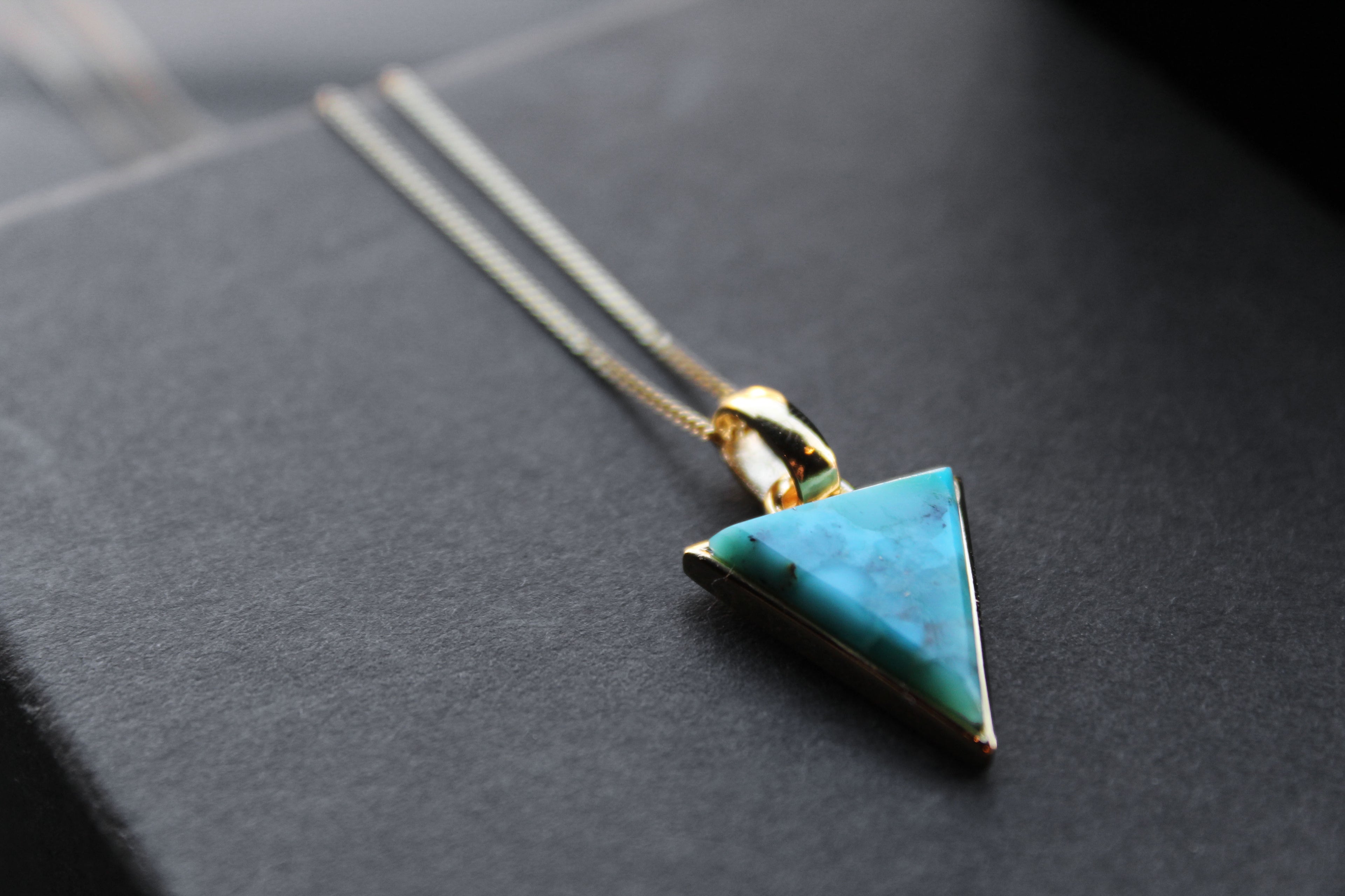 Triangle Turquoise Pendant and Chain