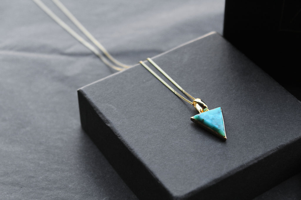 Triangle Turquoise Pendant and Chain