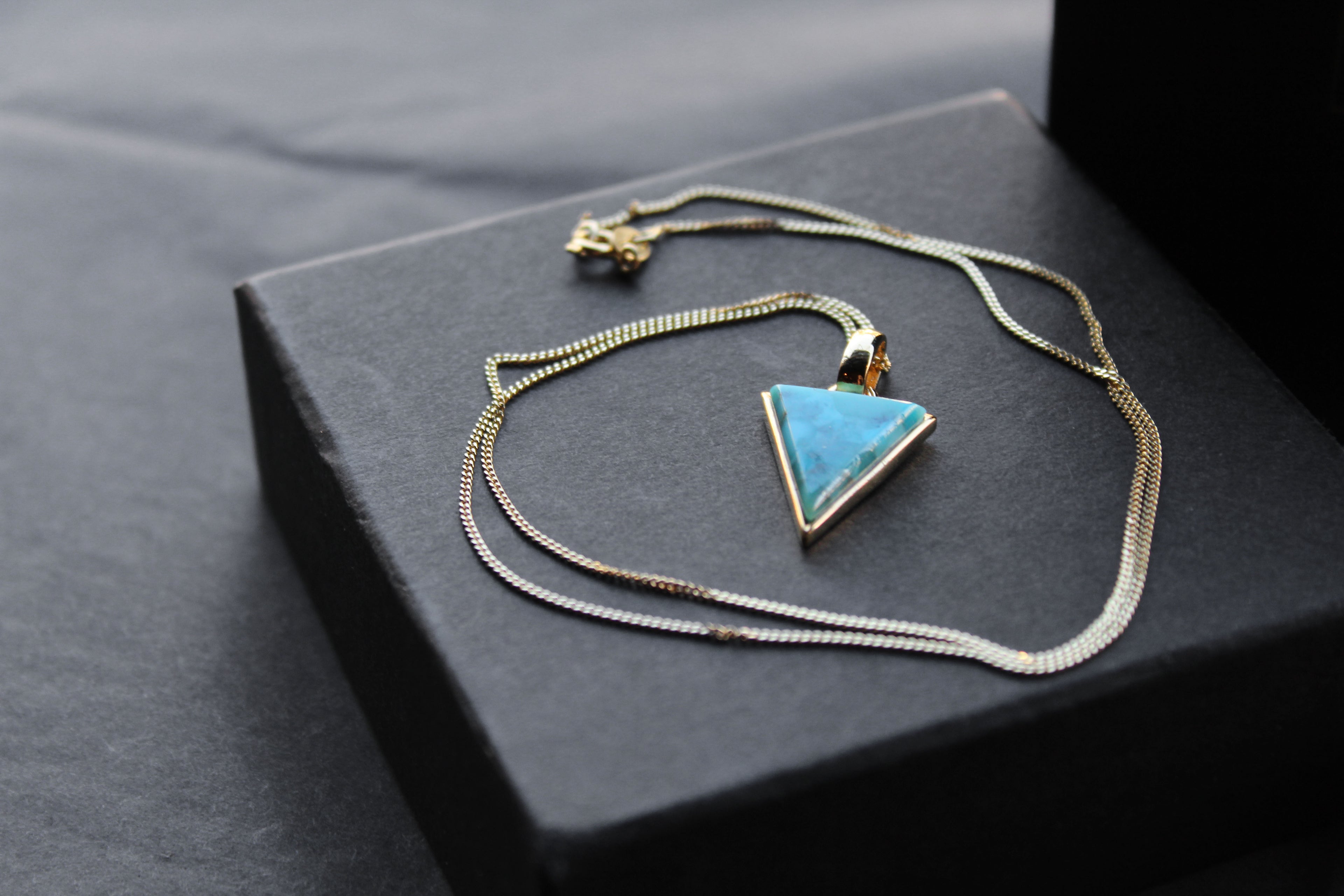 Triangle Turquoise Pendant and Chain