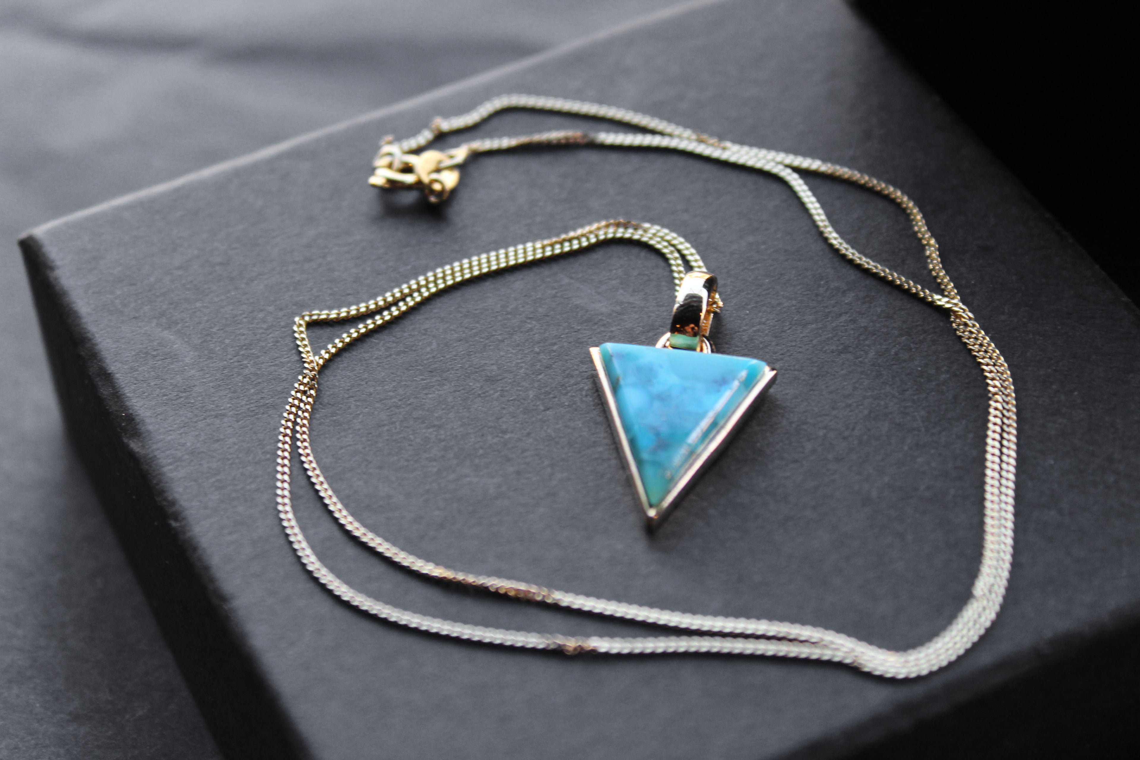 Triangle Turquoise Pendant and Chain