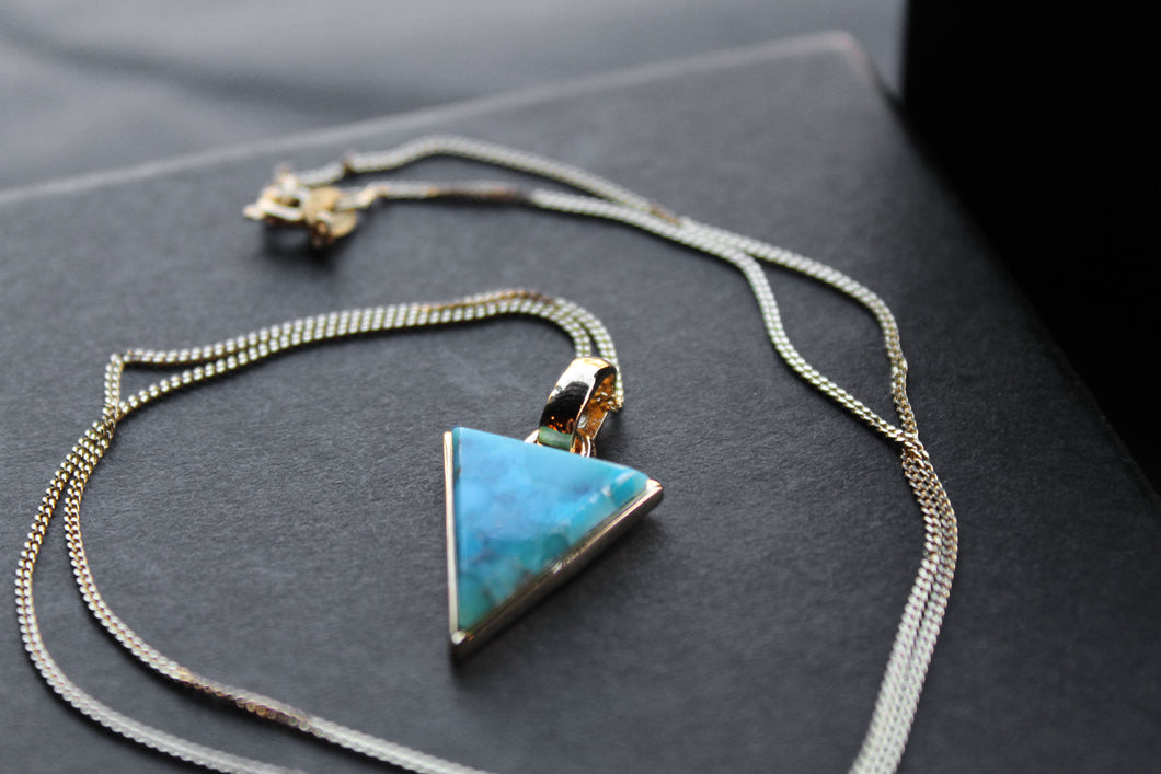 Triangle Turquoise Pendant and Chain