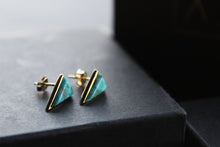 Load image into Gallery viewer, Triangle Turquoise Studs
