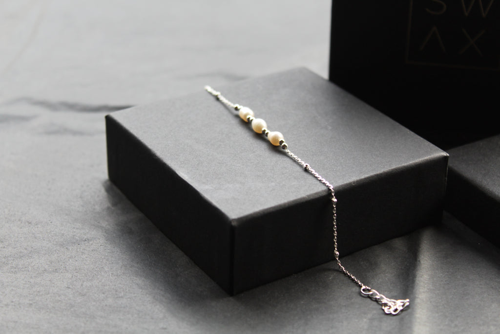 Trio of Freshwater Pearls on Beaded Bracelet